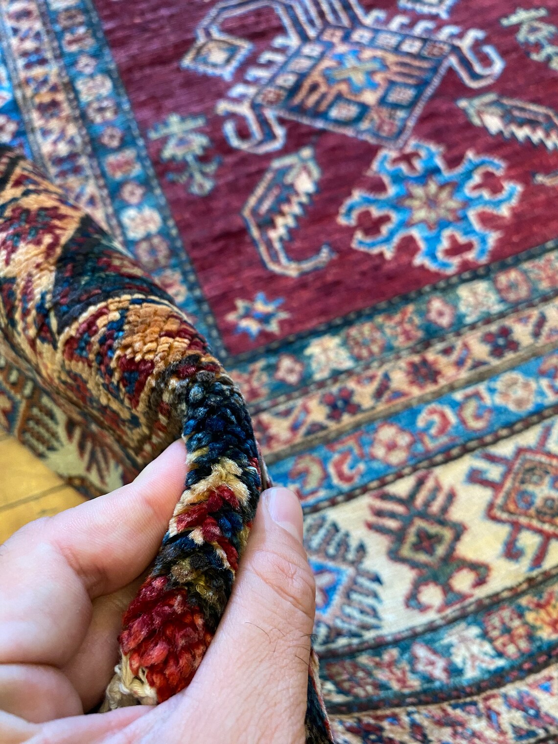 OVERSIZE GEOMETRİC RED TRADITIONAL HANDMADE CARPET 8x10ft