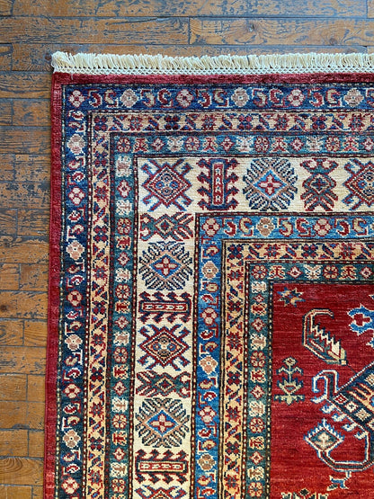 OVERSIZE GEOMETRİC RED TRADITIONAL HANDMADE CARPET 8x10ft