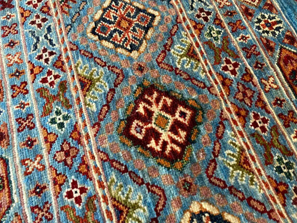 Turquoise 2x8ft Turkish Runner Rug - Natural Dye Hallway Carpet Cappadocia Rug Collection