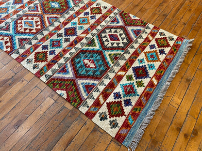 Kilim étnico hecho a mano de 3 x 10 pies para pasillo