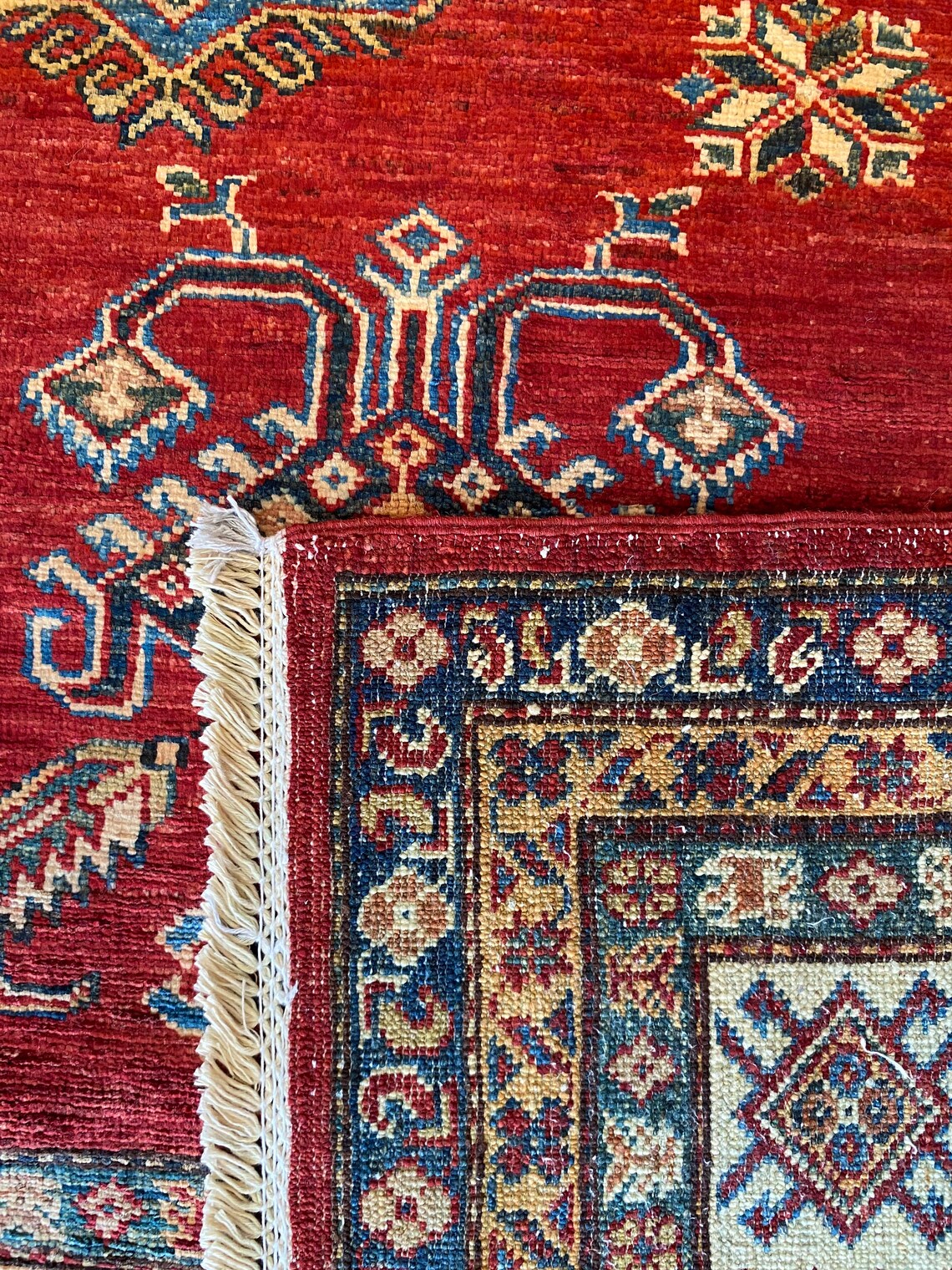 OVERSIZE GEOMETRİC RED TRADITIONAL HANDMADE CARPET 8x10ft