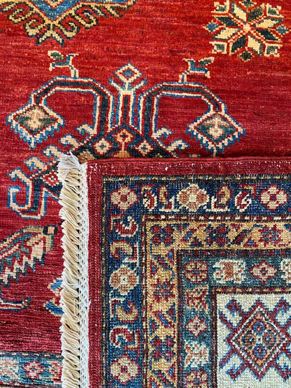 OVERSIZE GEOMETRİC RED TRADITIONAL HANDMADE CARPET 8x10ft