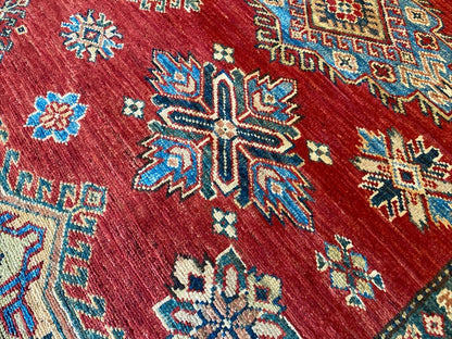 OVERSIZE GEOMETRİC RED TRADITIONAL HANDMADE CARPET 8x10ft