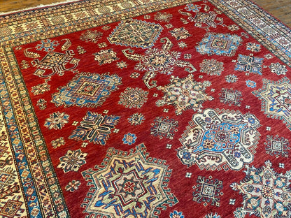 OVERSIZE GEOMETRİC RED TRADITIONAL HANDMADE CARPET 8x10ft