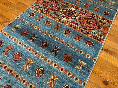Turquoise 2x8ft Turkish Runner Rug - Natural Dye Hallway Carpet Cappadocia Rug Collection
