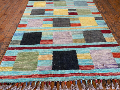 Colorful Handmade Kilim 2'7"x4'1" - Afghan Wool Rug Cappadocia Rug Collection