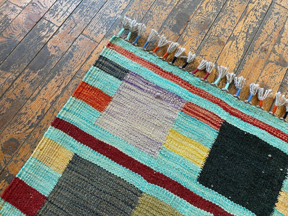 Colorful Handmade Kilim 2'7"x4'1" - Afghan Wool Rug Cappadocia Rug Collection