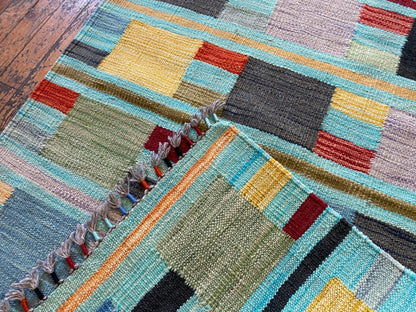 Colorful Handmade Kilim 2'7"x4'1" - Afghan Wool Rug Cappadocia Rug Collection