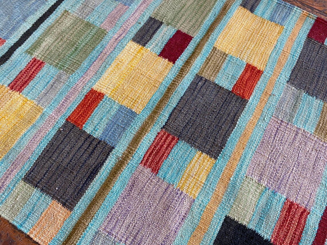 Colorful Handmade Kilim 2'7"x4'1" - Afghan Wool Rug Cappadocia Rug Collection