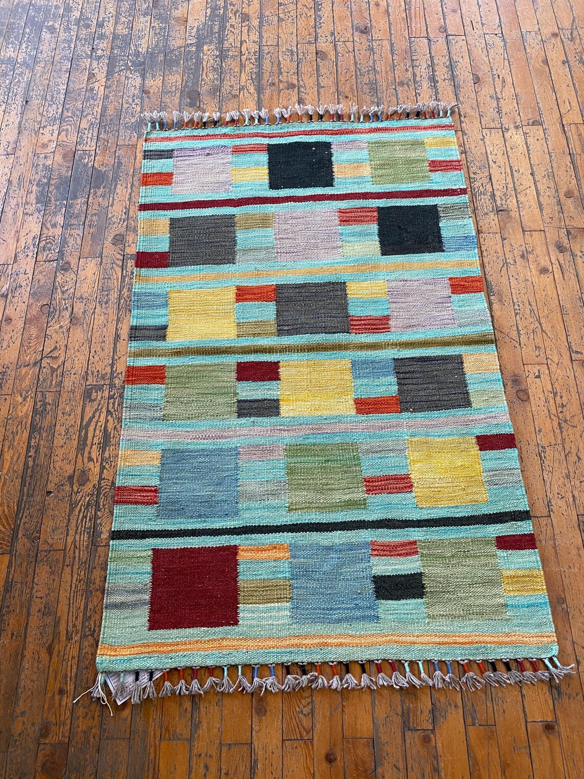 Colorful Handmade Kilim 2'7"x4'1" - Afghan Wool Rug Cappadocia Rug Collection