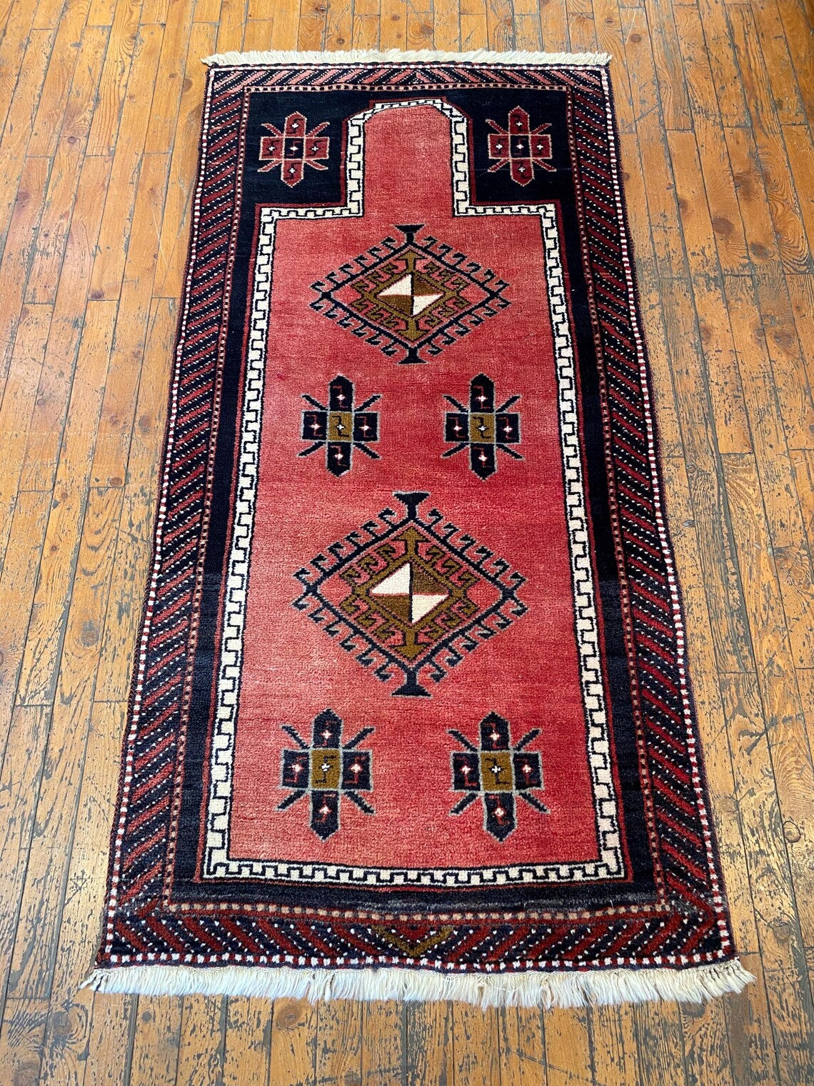 Vintage Nomadic Turkish Runner Carpet 2x5ft | Authentic Wool Hallway Rug Cappadocia Rug Collection