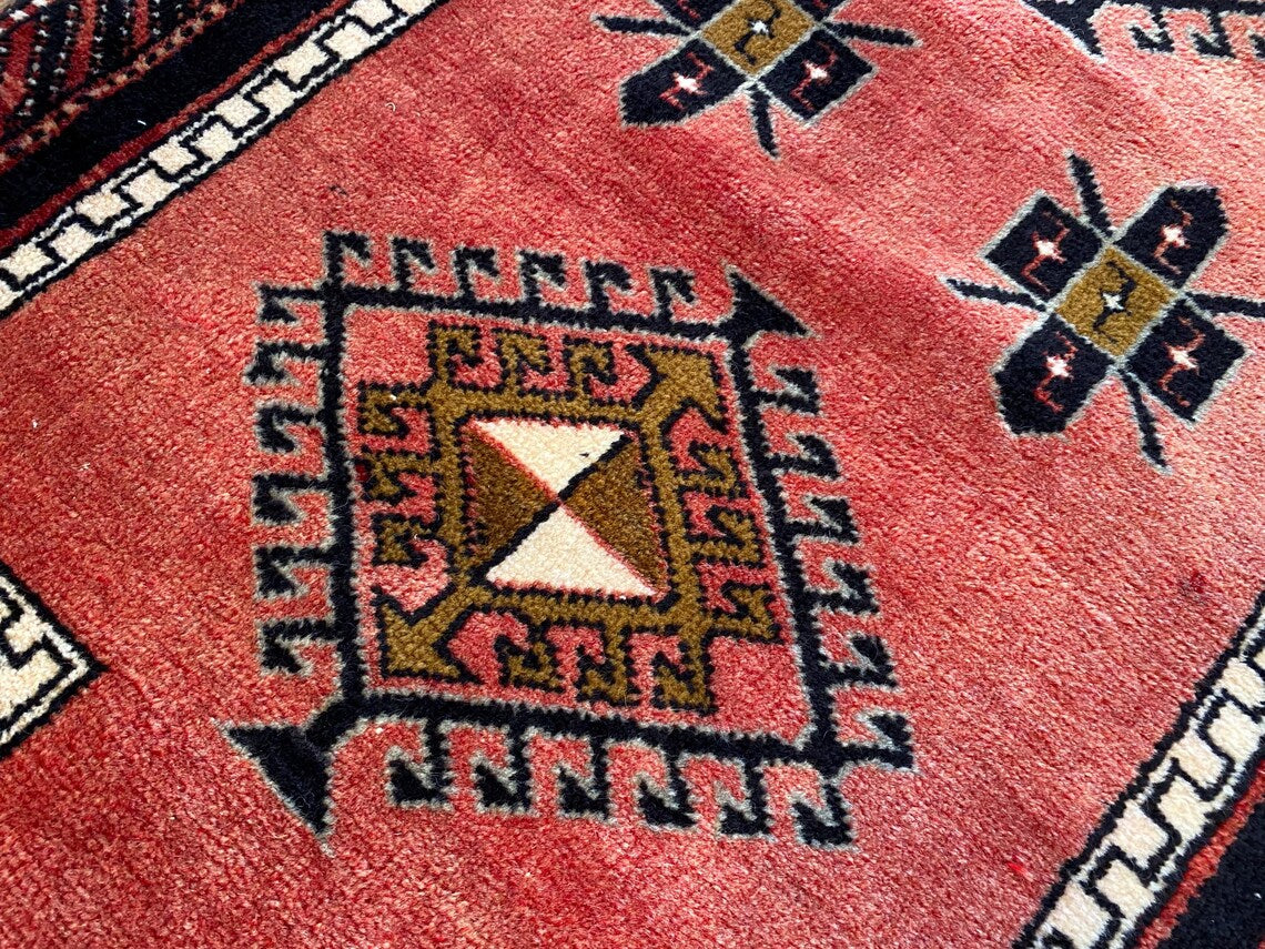 Vintage Nomadic Turkish Runner Carpet 2x5ft | Authentic Wool Hallway Rug Cappadocia Rug Collection