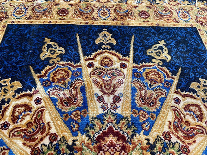 Small Blue Silk Carpet 1.8x2.5ft | Premium Turkish Rug Cappadocia Rug Collection