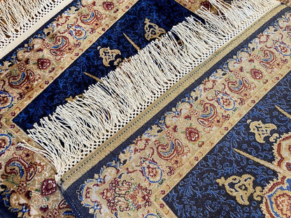 Small Blue Silk Carpet 1.8x2.5ft | Premium Turkish Rug Cappadocia Rug Collection