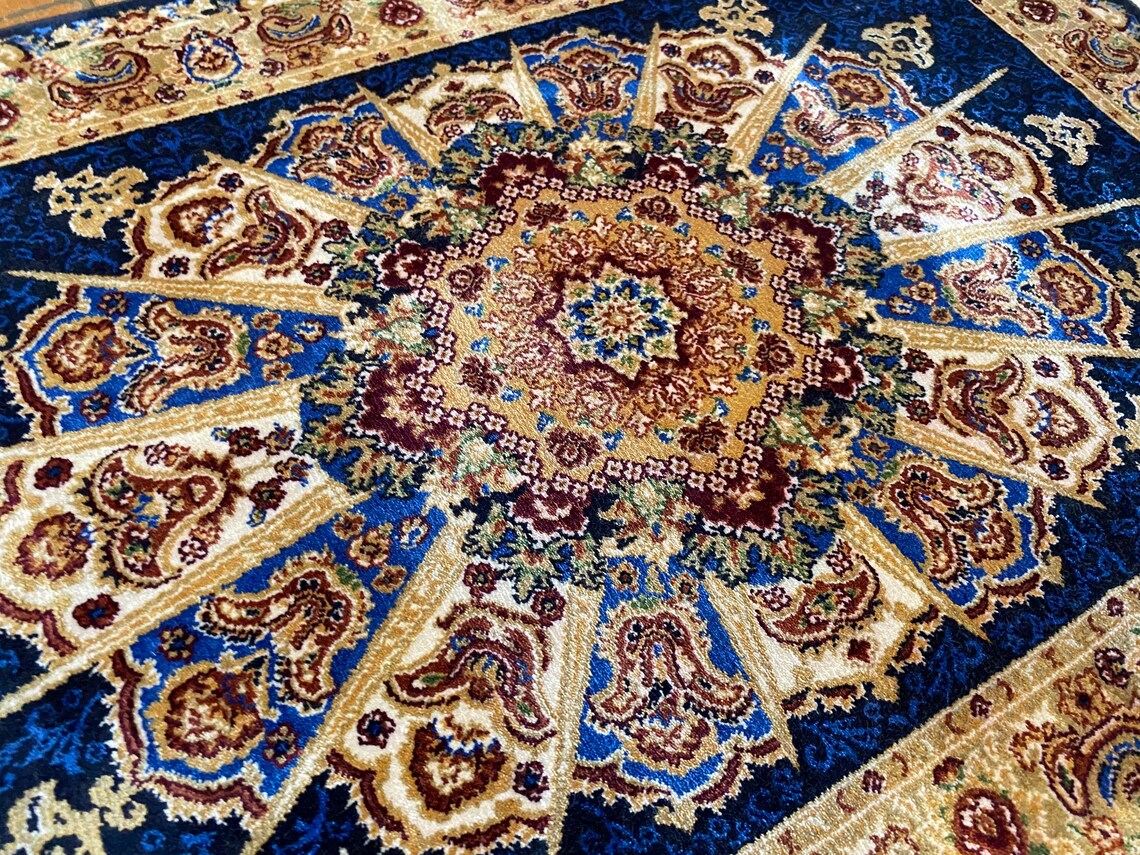 Small Blue Silk Carpet 1.8x2.5ft | Premium Turkish Rug Cappadocia Rug Collection