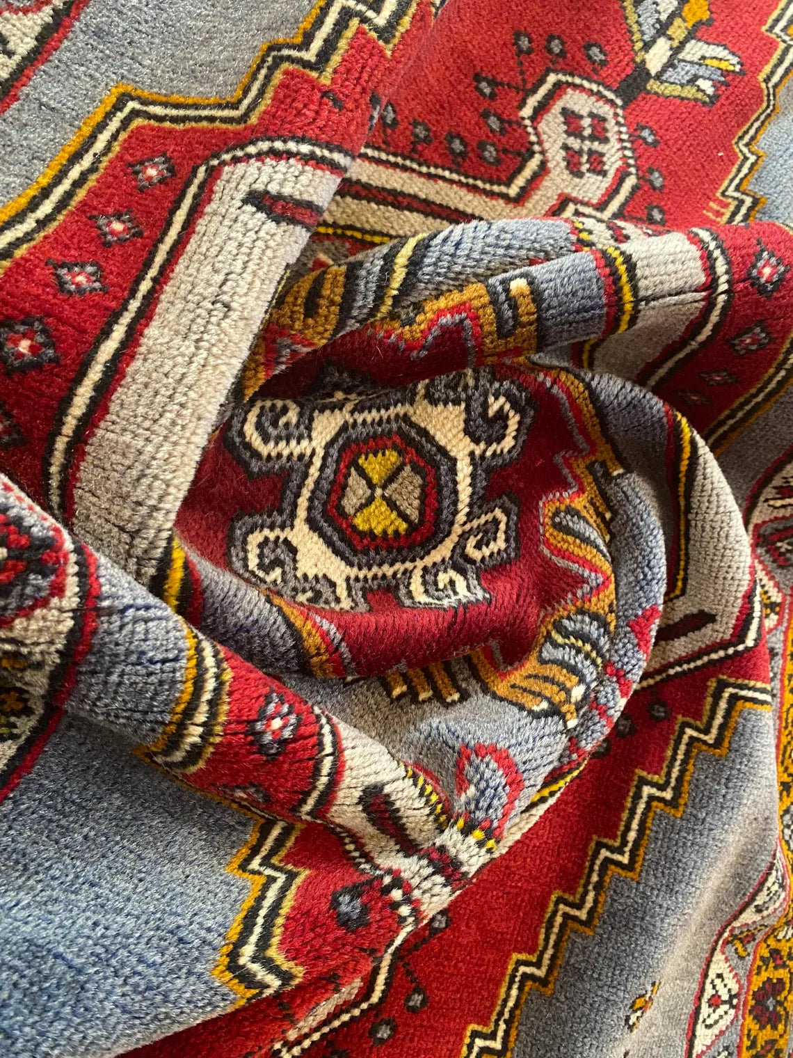 絨毯　Made in turkey Nomadic Turkish Area Carpet 3x6ft | Yahyalı Natural Dye Wool Rug