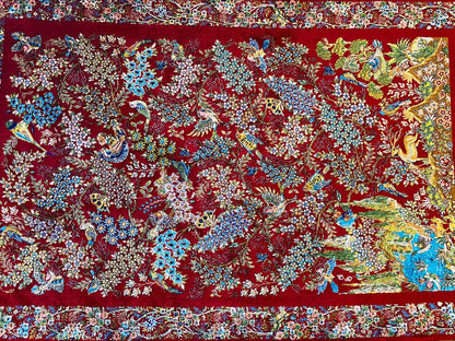 Red Tree of Life Silk Carpet 2x3ft Cappadocia Rug Collection