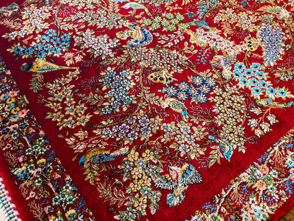 Red Tree of Life Silk Carpet 2x3ft Cappadocia Rug Collection