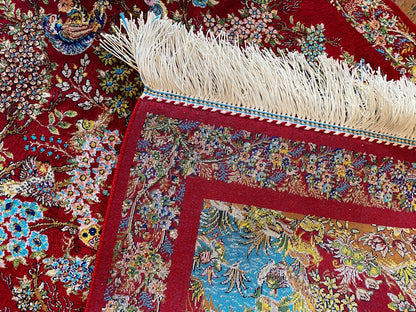 Red Tree of Life Silk Carpet 2x3ft Cappadocia Rug Collection