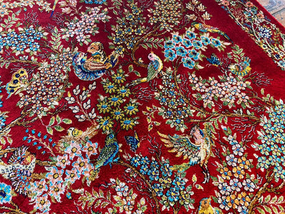 Red Tree of Life Silk Carpet 2x3ft Cappadocia Rug Collection