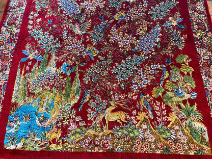 Red Tree of Life Silk Carpet 2x3ft Cappadocia Rug Collection