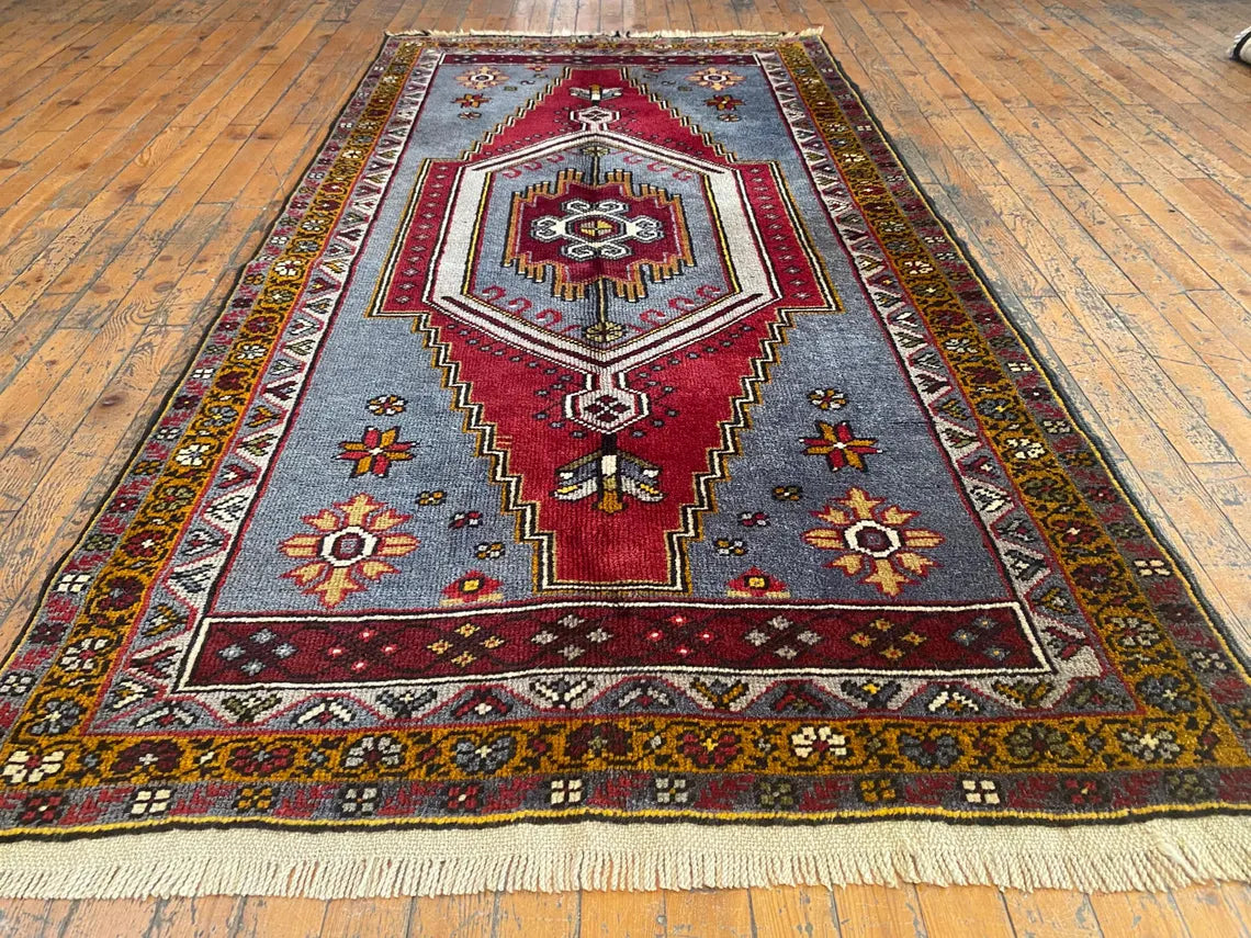 Nomadic Turkish Area Carpet 3x6ft | Yahyalı Natural Dye Wool Rug