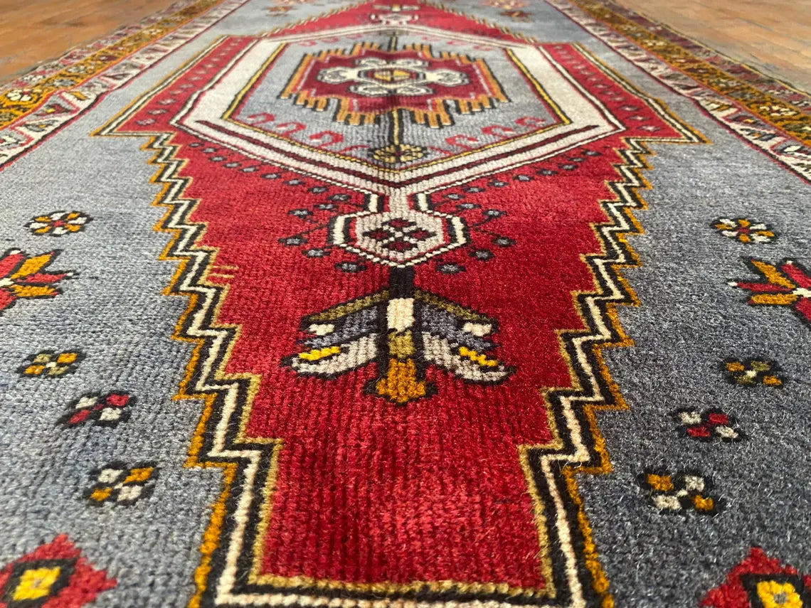 Nomadic Turkish Area Carpet 3x6ft | Yahyalı Natural Dye Wool Rug