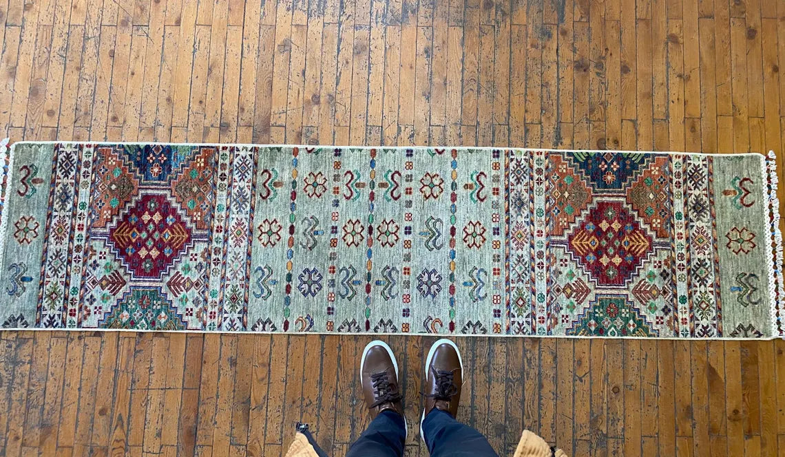 2x8ft Natural Dye Handmade Runner Rug (60x240cm) - Turkish Hallway Carpet Cappadocia Rug Collection