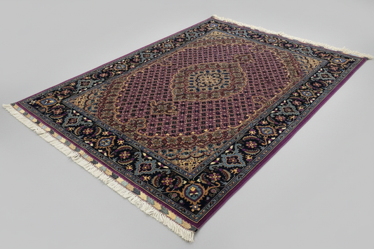 Geometric Design Handmade Wool Area Rug, Knotted Pile 5”x7”ft Cappadocia Rug Collection