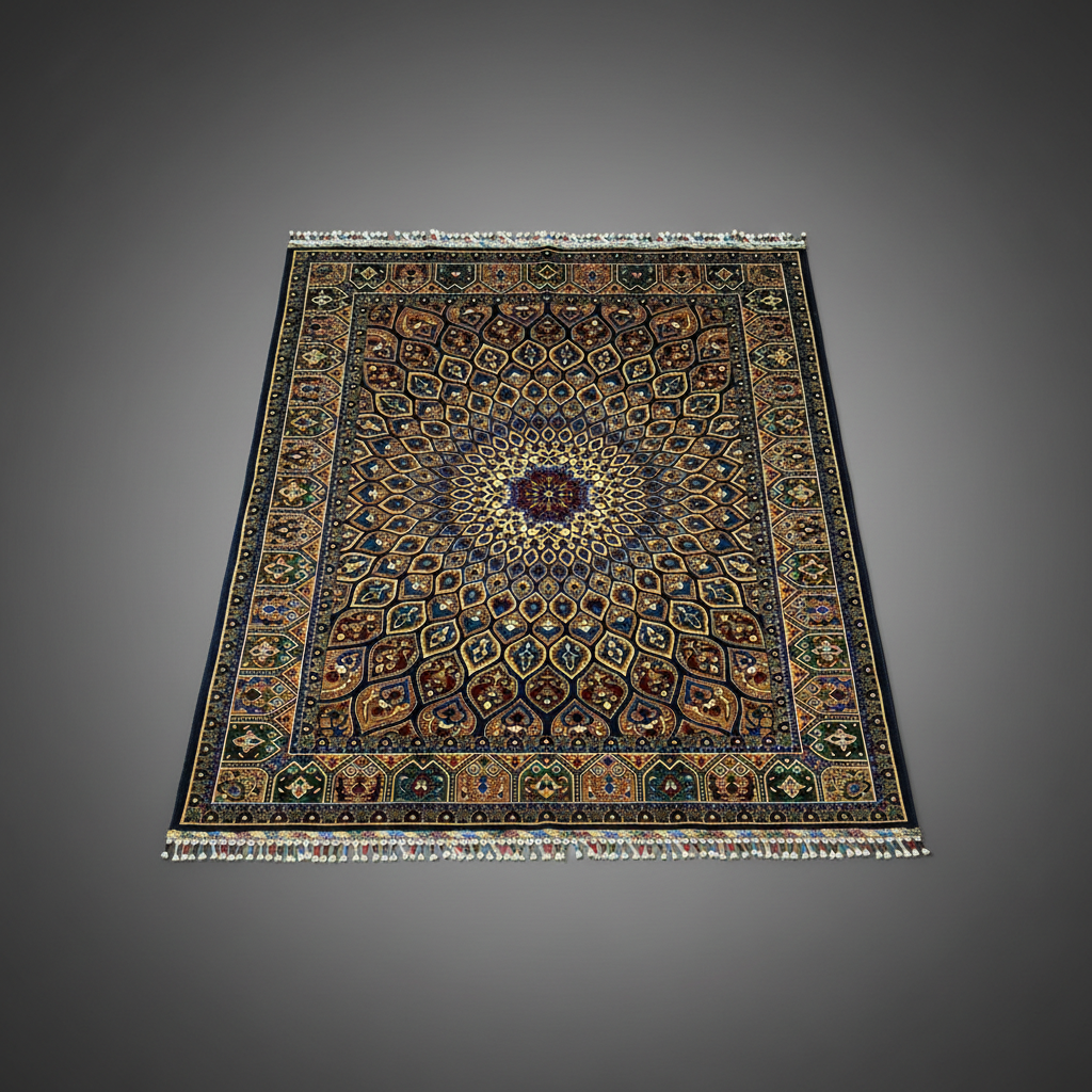 Luxurious Hand-Knotted Wool Oriental Carpet - Geometric Motif 5”x7”