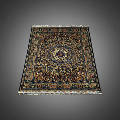 Luxurious Hand-Knotted Wool Oriental Carpet - Geometric Motif 5”x7”