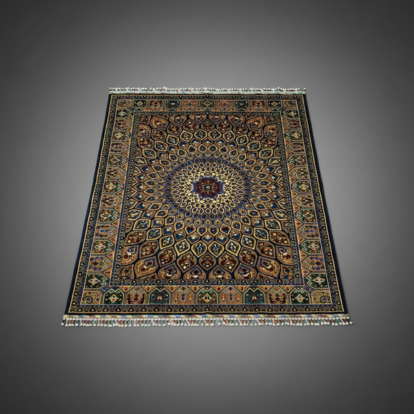 Luxurious Hand-Knotted Wool Oriental Carpet - Geometric Motif 5”x7”