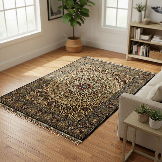 Hand-Knotted Pure Wool Oriental Rug with Geometric Pattern 5”x7”ft Cappadocia Rug Collection