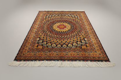 Hand-Knotted Wool Rug with Bold Geometric Pattern 5”x7”