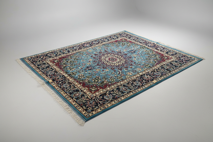 Hand-Knotted Wool Oriental Rug Featuring Geometric Design 5”x7”