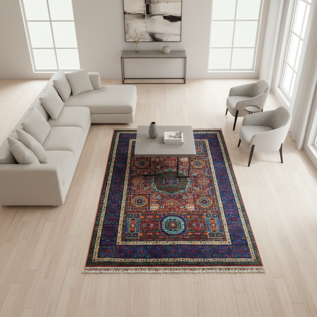 Luxury Design Mamluk Rug - Oturma Odası Kuşbakışı