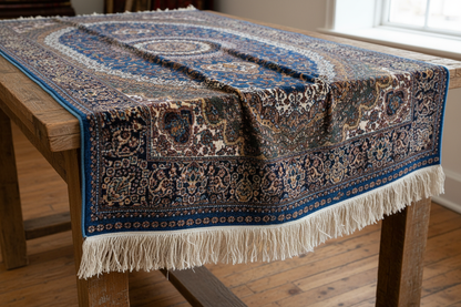 Medallion Traditional Turkish Silk Rug - Premium Draped Display