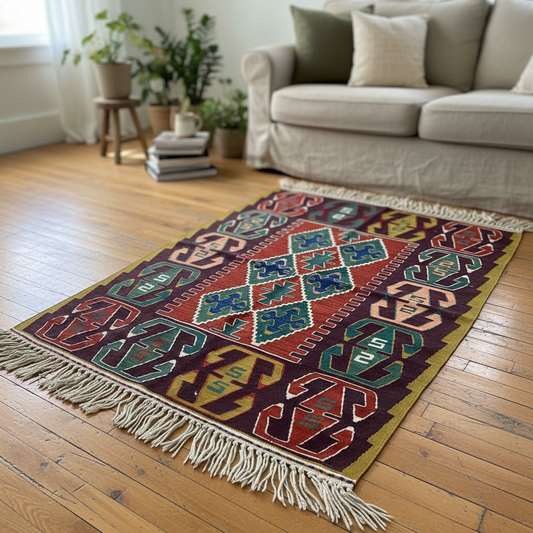 Natural Dye Cappadocia Kilim - cozy ortam