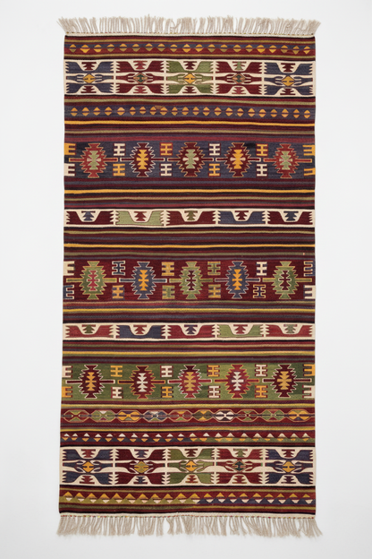 Nomadic Turkish Kilim Rug - White Background