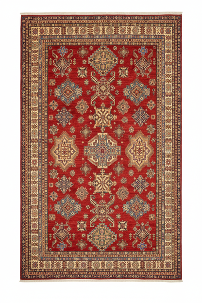 Oversize Geometric Red Carpet - canlı renkler 8x10ft yakın çekim beyaz arka plan