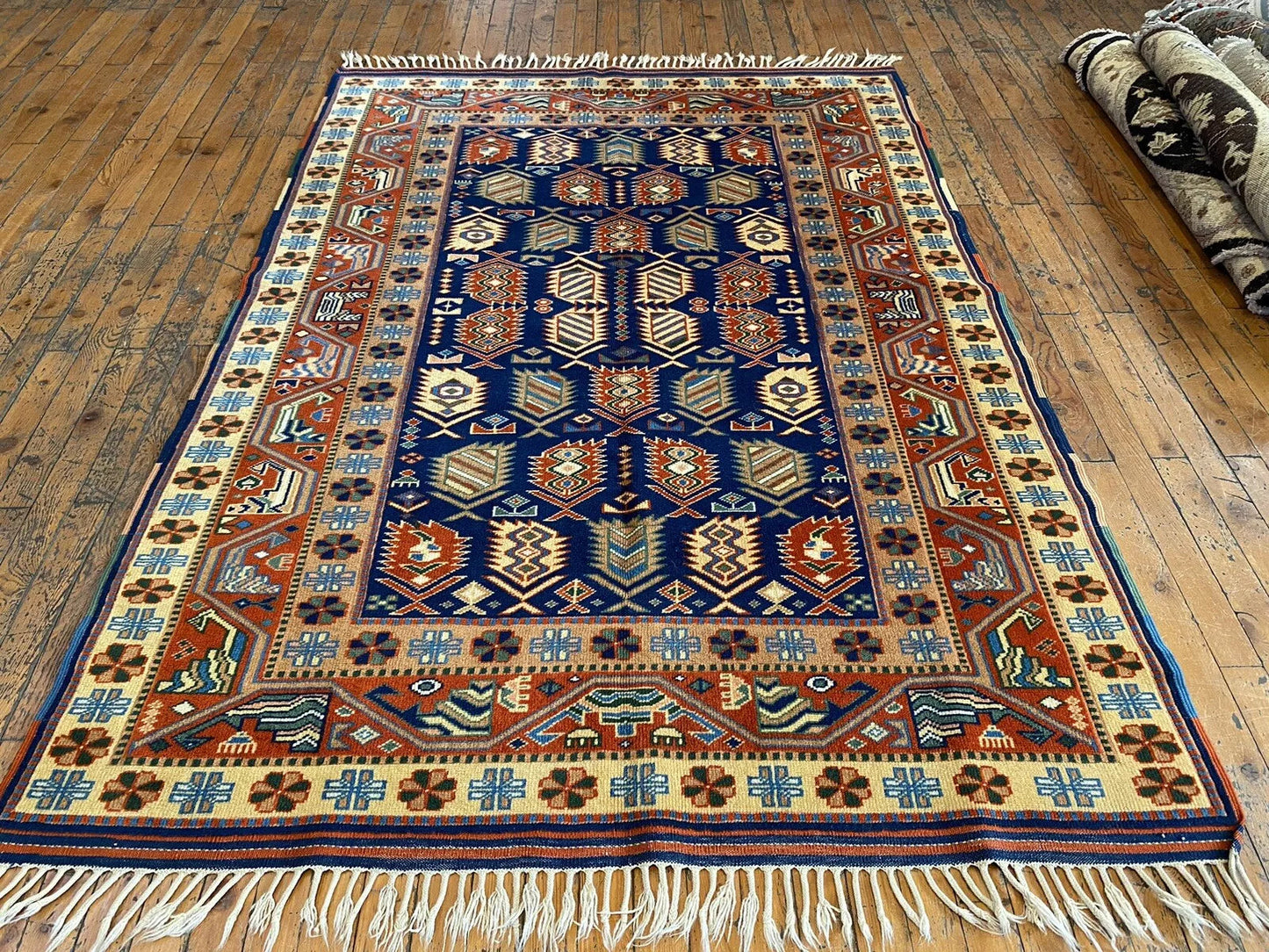 Handmade Exquisite Antique 1930-1940s Natural Dye Wool Pile Armenian Rug 4x6ft Cappadocia Rug Collection