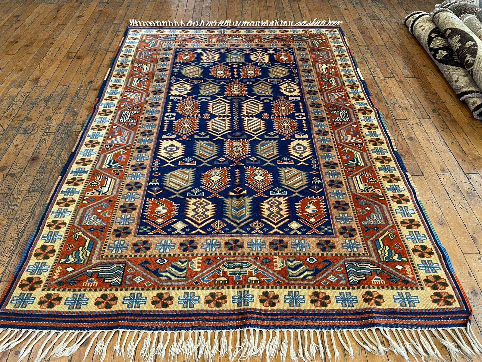 Handmade Exquisite Antique 1930-1940s Natural Dye Wool Pile Armenian Rug 4x6ft Cappadocia Rug Collection