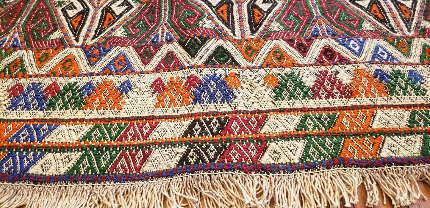 Antique 1945's Embroidered Cicim Kilim Rug 6'3"×9'2" Museum Qlty. Cappadocia Rug Collection