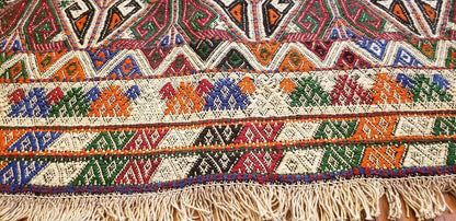 Antique 1945's Embroidered Cicim Kilim Rug 6'3"×9'2" Museum Qlty. Cappadocia Rug Collection