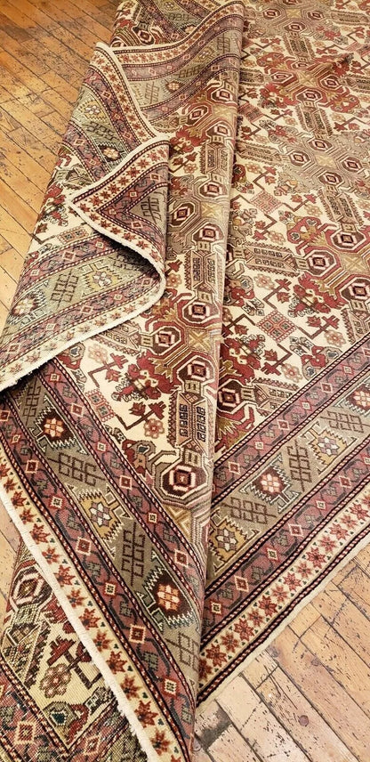 Turkish Area Rug Unique Vintage 1980-1990's Turkish Tribal Bunyan Rug 6x9ft Cappadocia Rug Collection
