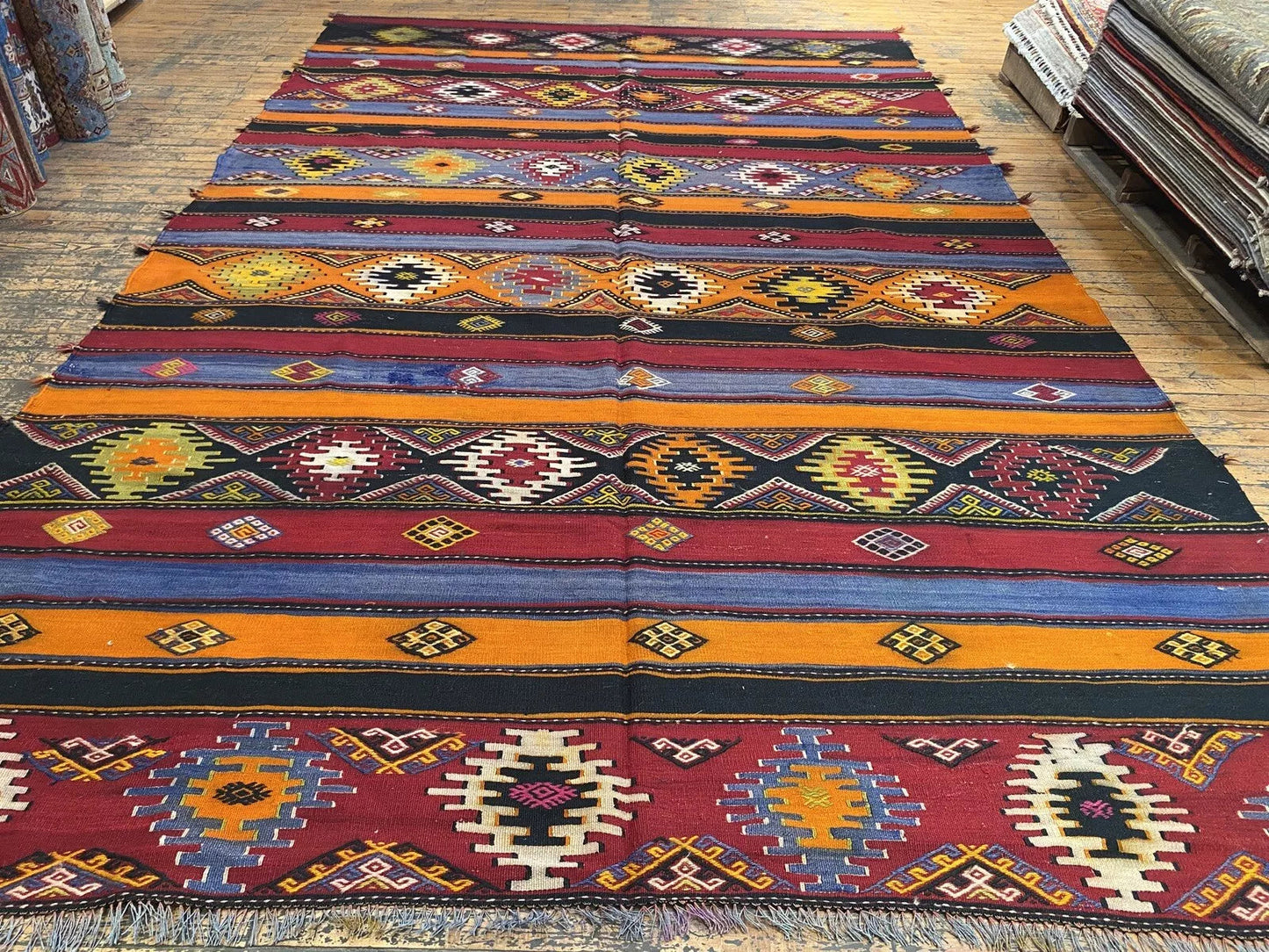 Pre-1900s Antique Embroidered Panels Camel Bag Rug 6'6" x 10’8” Museum Qlty. Cappadocia Rug Collection