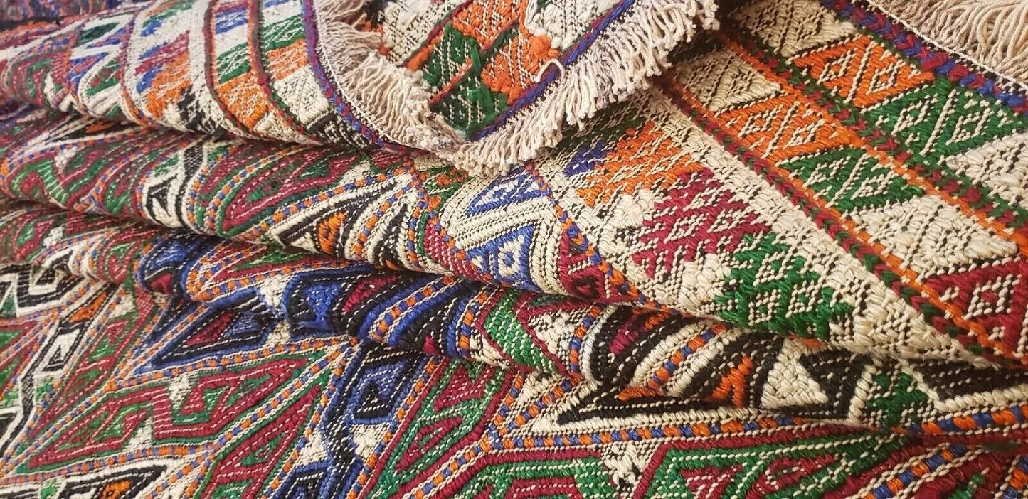 Antique 1945's Embroidered Cicim Kilim Rug 6'3"×9'2" Museum Qlty. Cappadocia Rug Collection