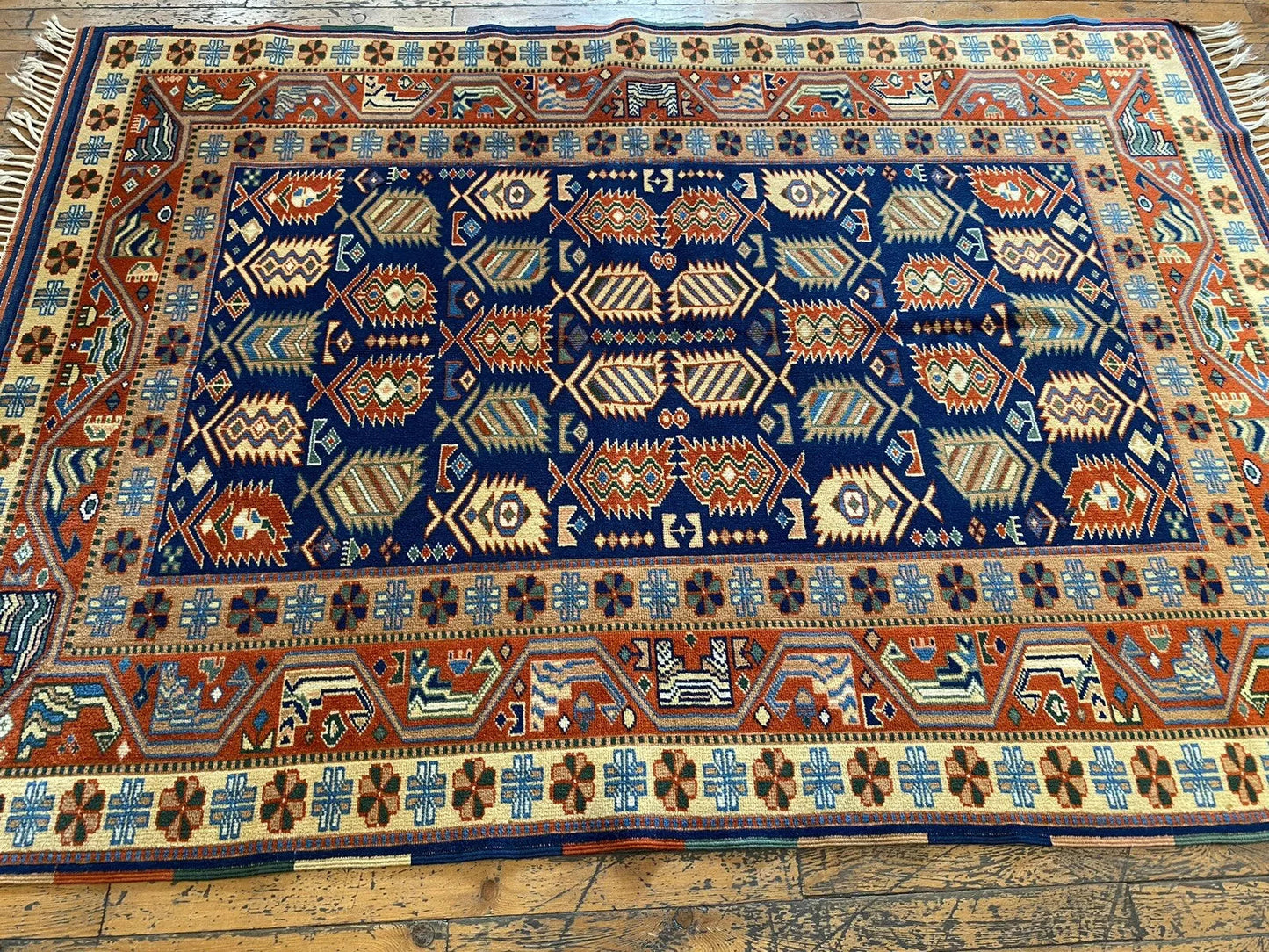 Handmade Exquisite Antique 1930-1940s Natural Dye Wool Pile Armenian Rug 4x6ft Cappadocia Rug Collection