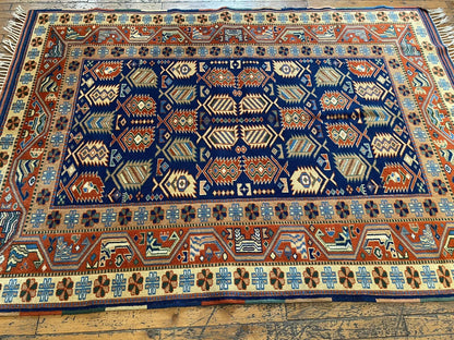 Handmade Exquisite Antique 1930-1940s Natural Dye Wool Pile Armenian Rug 4x6ft Cappadocia Rug Collection