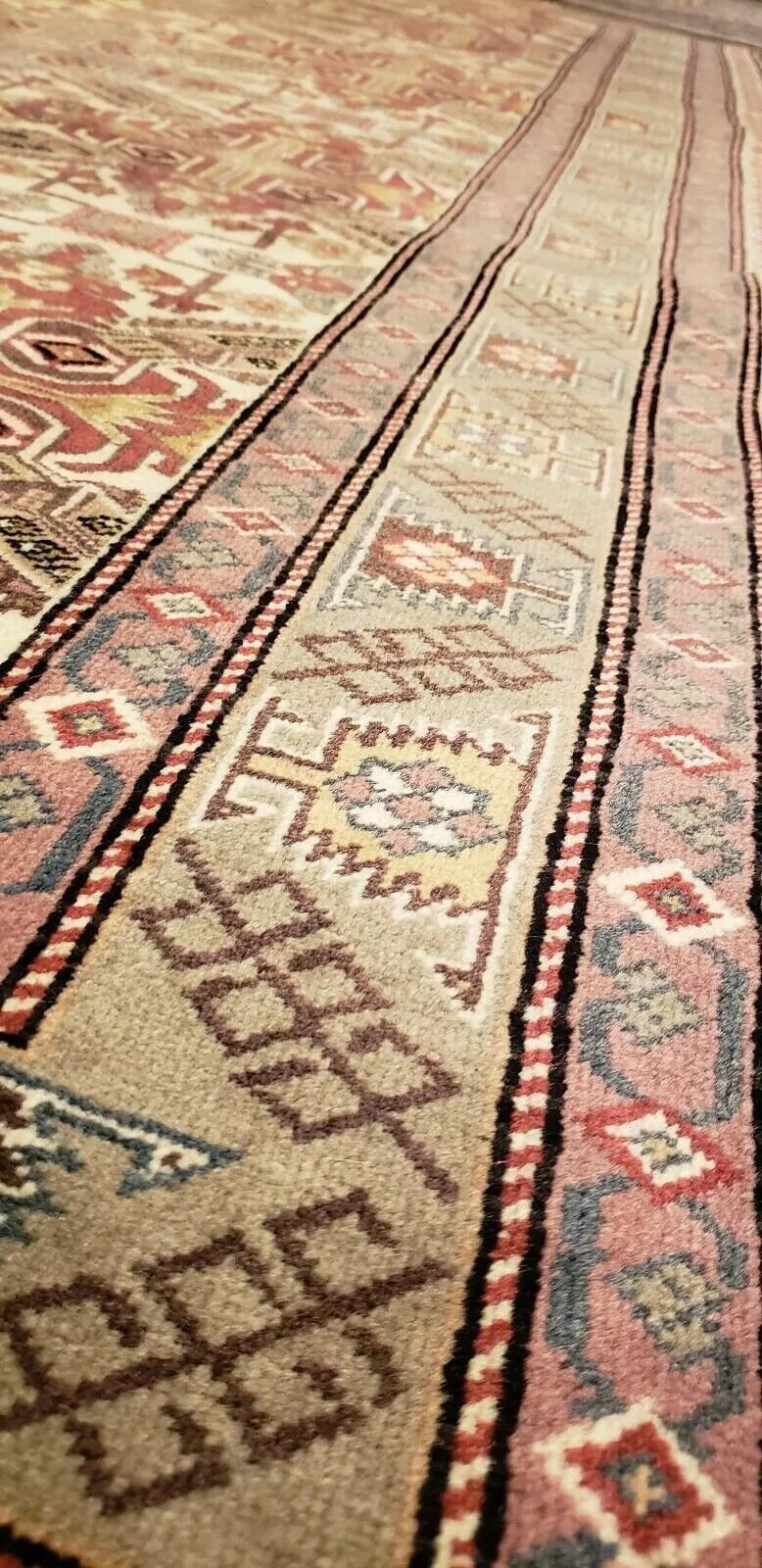 Turkish Area Rug Unique Vintage 1980-1990's Turkish Tribal Bunyan Rug 6x9ft Cappadocia Rug Collection